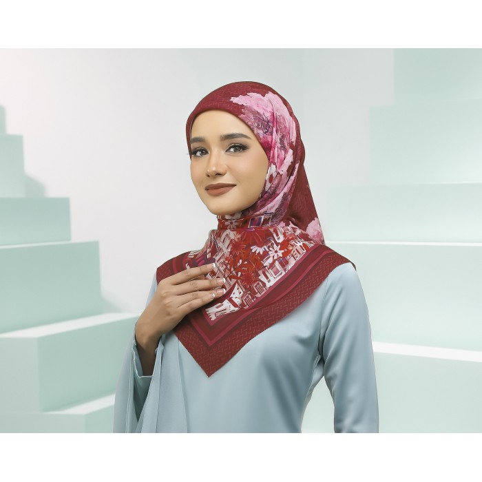RENEE PREMIUM SCARF WITH ARCHITECTURAL & FLORAL MOTIF